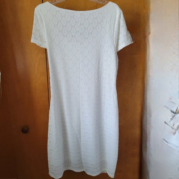 NEW Isaac Mizrahi QVC Dress XL White eyelet lace lined short sleeves SUMMER NWT - Picture 3 of 14